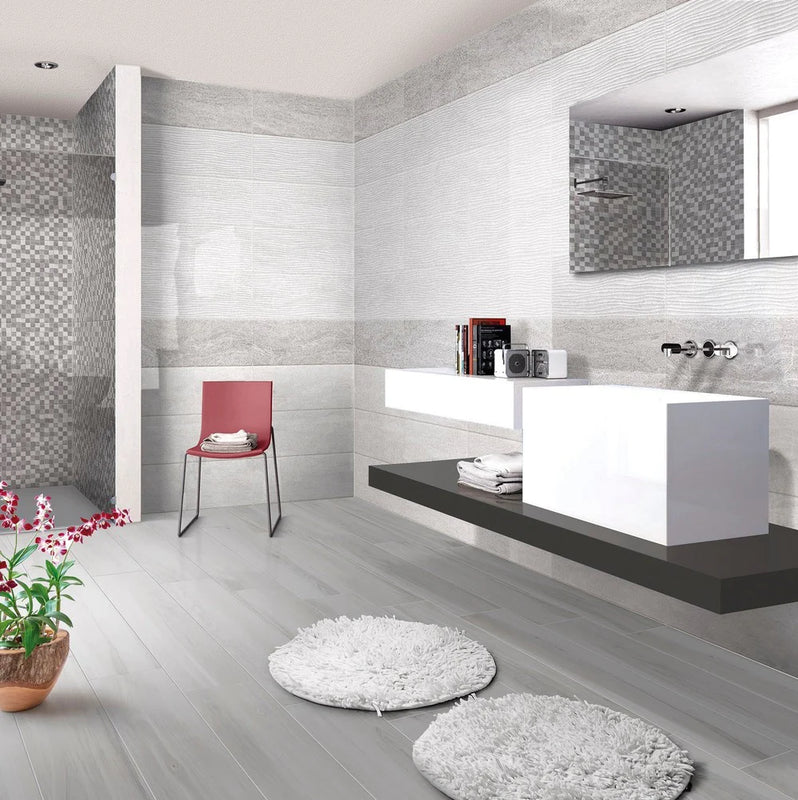 Pavimento effetto legno con tonalità e formato coordinati all'ambiente