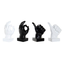 Carica l&#39;immagine nel visualizzatore di Gallery, Set 4 Mani Decorative DKD Home Decor – Figure Moderne in Resina Bianco e Nero 14x9 cm | Statuette Design per Casa e Ufficio