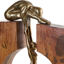 Carica l&#39;immagine nel visualizzatore di Gallery, Statua Moderna DKD Home Decor – Scultura in Alluminio Dorato e Legno di Mango 25x7,5x39 cm | Decorazione d’Interni Design per Casa e Ufficio