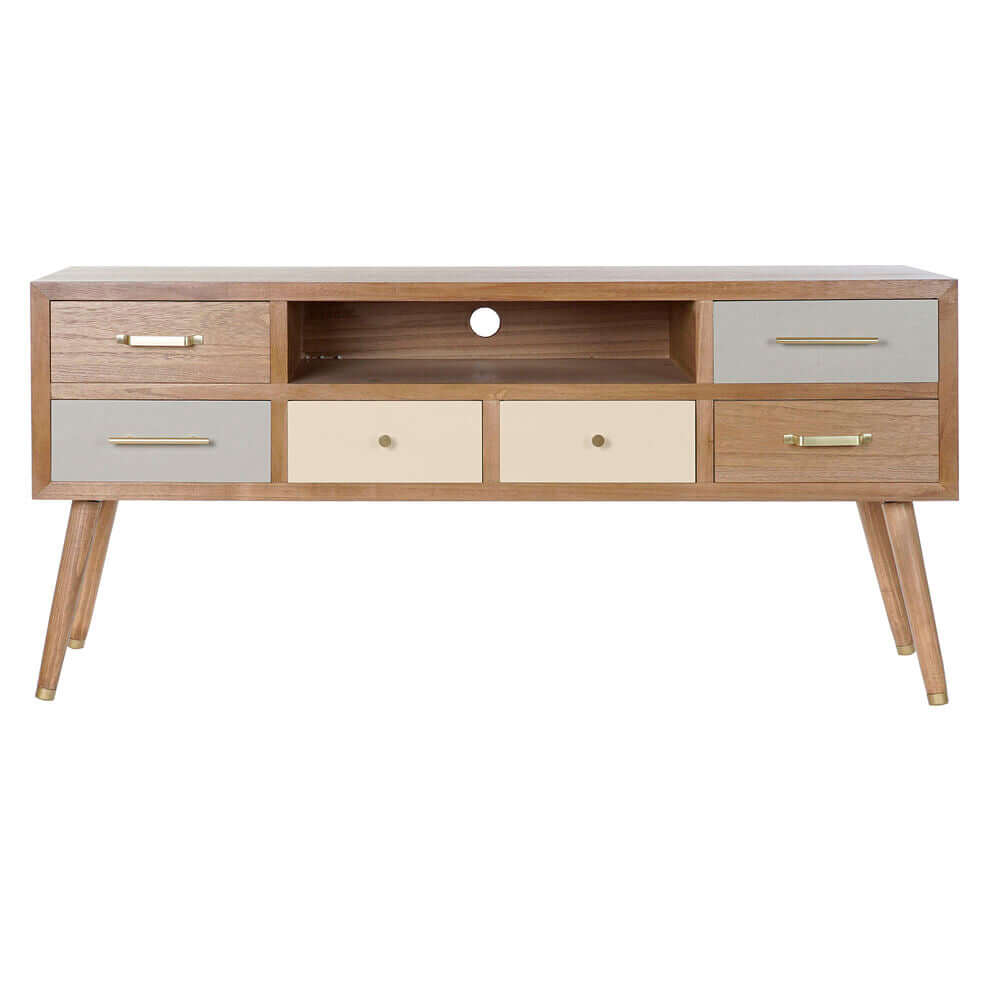 TV furniture DKD Home Decor Grey Cream Metal Melamin (140 x 40 x 67 Bigbuy