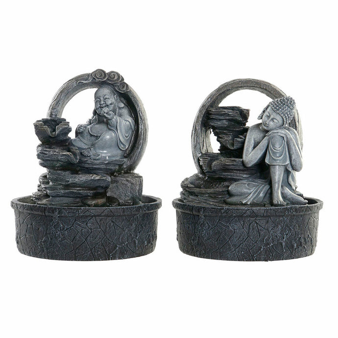 Set 2 Fontane Buddha da Giardino DKD Home Decor – Resina Orientale 21x21x25 cm | Fontanelle Decorative Zen per Esterno e Interno