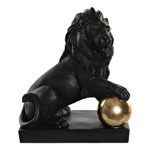 Statua Leone Nero e Oro DKD Home Decor – Scultura in Resina Pregiata 38 cm | Decorazione di Lusso per Casa, Studio e Ufficio
