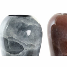 Carica l&#39;immagine nel visualizzatore di Gallery, Set 2 Vasi Moderni DKD Home Decor – Grigio e Marrone Scuro Laccati 24x24x45 cm | Vasi Design in Bambù per Arredo Casa e Regalo