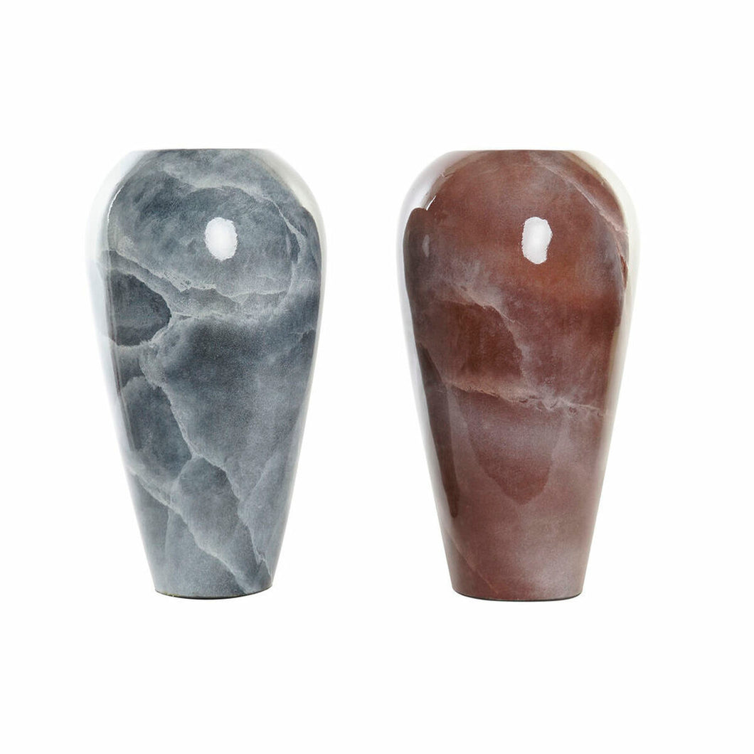 Set 2 Vasi Moderni DKD Home Decor – Grigio e Marrone Scuro Laccati 24x24x45 cm | Vasi Design in Bambù per Arredo Casa e Regalo