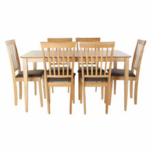 Carica l&#39;immagine nel visualizzatore di Gallery, Table set with 6 chairs DKD Home Decor Light brown Oak MDF Wood (1,4 x Bigbuy