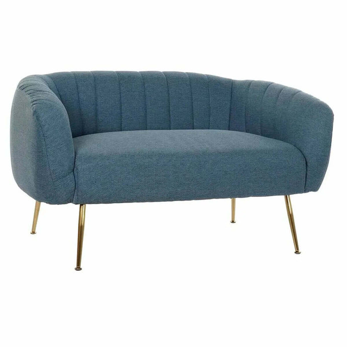 Sofa DKD Home Decor Foam Blue Golden Metal Wood 129 x 75 x 73 cm Bigbuy
