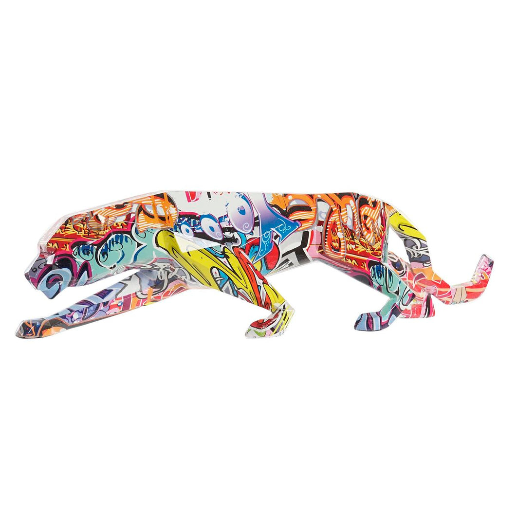 Statua Leopardo Multicolore DKD Home Decor – Scultura Pop Art in Resina 47,5x11x13 cm | Arredo Moderno e Idea Regalo Originale