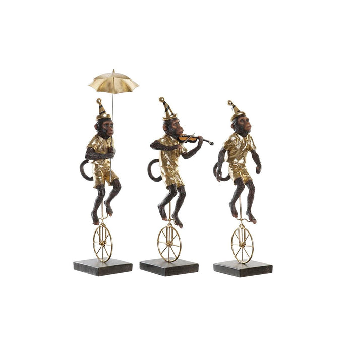 Statua Scimmia Dorata DKD Home Decor – Figura Coloniale in Metallo e Resina 17,5x14x46 cm | Decorazione Pregiata per Salotto e Studio