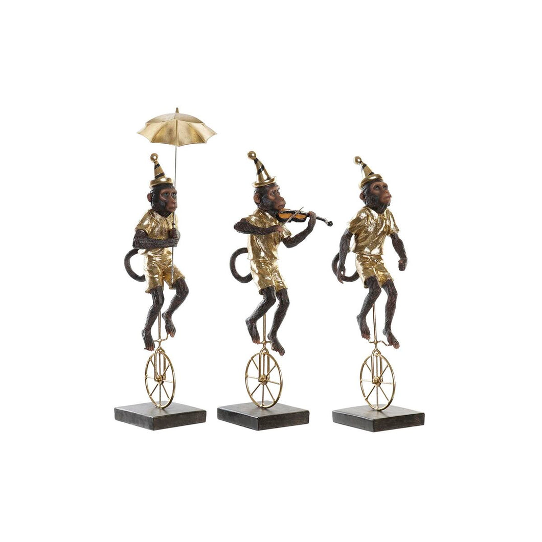 Statua Scimmia Dorata DKD Home Decor – Figura Coloniale in Metallo e Resina 17,5x14x46 cm | Decorazione Pregiata per Salotto e Studio