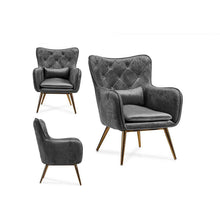 Carica l&#39;immagine nel visualizzatore di Gallery, Poltrona in Velluto Grigio 68x92x70 cm – Design Elegante e Comfort Moderno