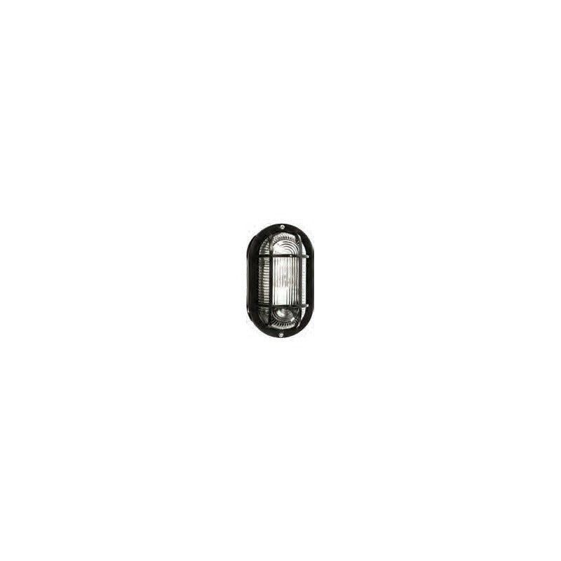 Applique Efesto ovale nera con griglia da esterno E27 IP44
