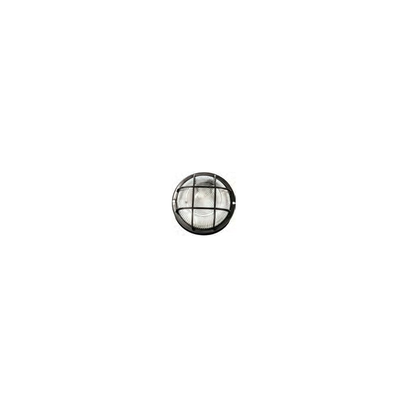 Applique Efesto tonda nera con griglia da esterno E27 IP44