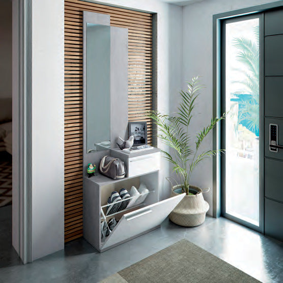 Mobile ingresso Karen con specchio e scarpiera 61 × 28 × 185 cm - foto Eurogross