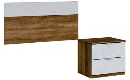 Testiera con comodino bianco Artik rovere Canadian - 150 × 38 × 95 cm - foto catalogo Eurogross