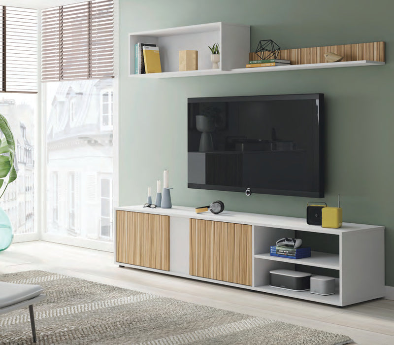 Mobile soggiorno Ecco con base e pensile – base 180 × 33 × 40 cm – fotografia da catalogo Eurogross