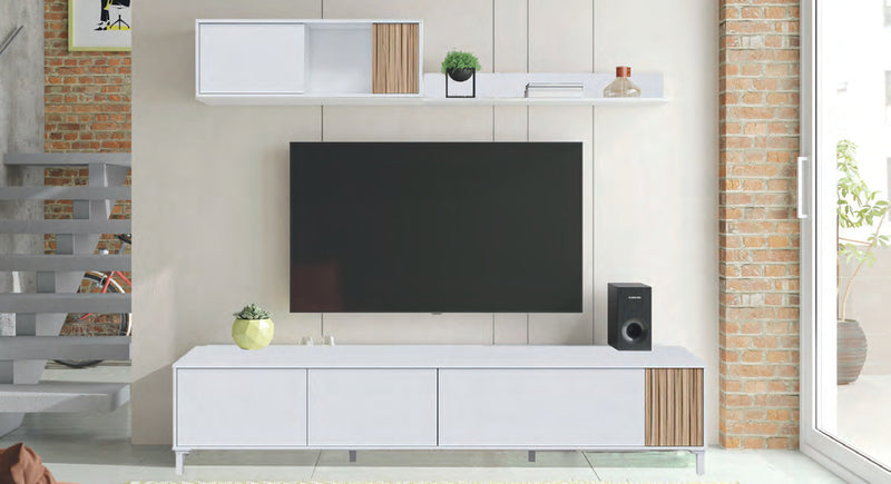 Mobile soggiorno reversibile Ethna bianco Artik Natur – base 200 × 40 × 47 cm – fotografia dal catalogo Eurogross