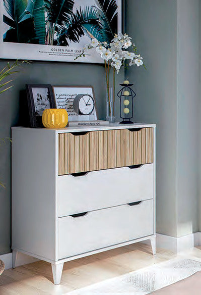 Cassettiera 3 cassetti bianco Artik Natur - 70,5 × 40 × 76 cm foto catalogo Eurogross