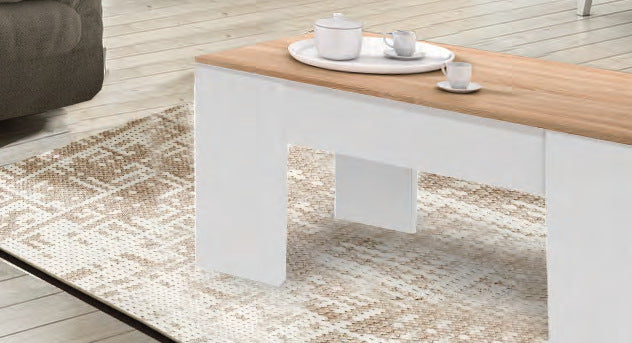 Tavolino contenitore apribile Canadian bianco in rovere Canadian e bianco, foto catalogo Eurogross