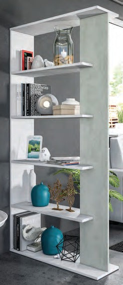Libreria Alida 5 ripiani effetto cemento – 90 × 25 × 180 cm – fotografia catalogo originale Eurogross