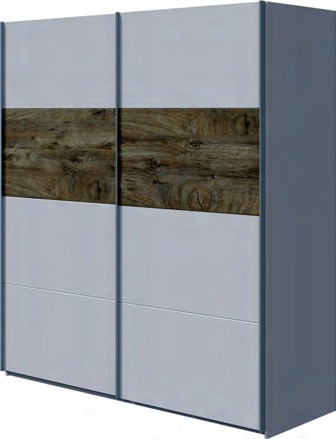 Armadio 2 ante scorrevoli bianco Artik rovere Alaska - 180 × 60 × 200 cm - foto catalogo Eurogross
