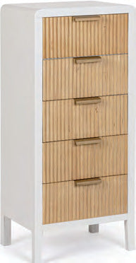 Cassettiera Charley 5 cassetti con frontali in legno, 40 × 30 × 92 cm