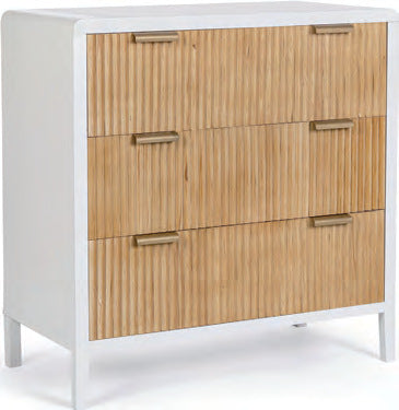 Cassettiera Charley 3 cassetti con frontali in Paulownia – 80 × 40 × 82 cm – fotografia dal catalogo Eurogross