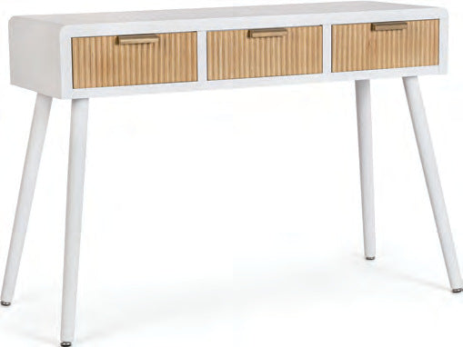 Consolle Charley con 3 cassetti con frontali in legno, 110 × 40 × 78 cm