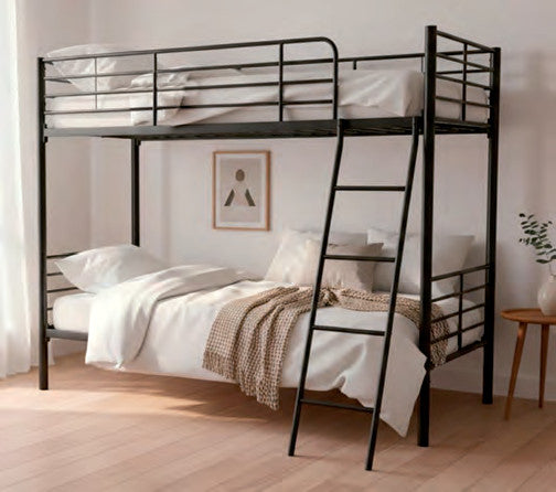 Letto a castello Monza in acciaio nero, codice MK-MONZA-NE, foto catalogo Eurogross