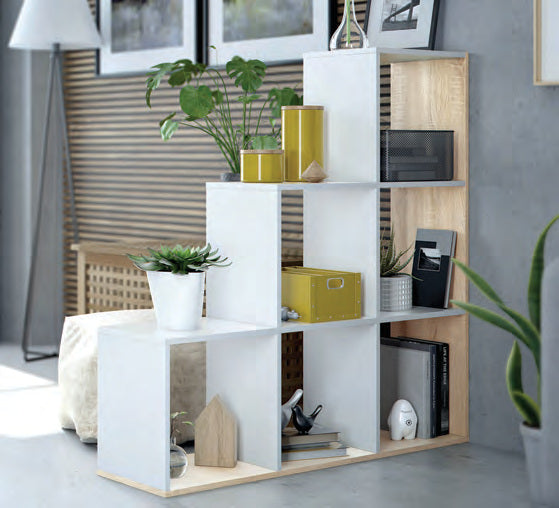 Libreria a scaletta Box rovere e bianco, foto Eurogross