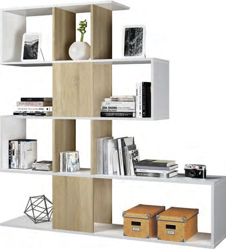 Libreria Zig Zag a giorno rovere e bianco, 145 × 145 × 28 cm – fotografia Eurogross