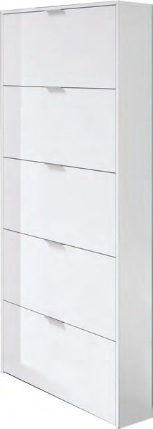 Scarpiera bianca 5 ante salvaspazio, 70 × 17 × 180 cm, foto catalogo Eurogross