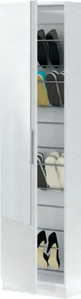 Scarpiera alta con specchio 6 ripiani, 50 × 22 × 180 cm, foto catalogo Eurogross