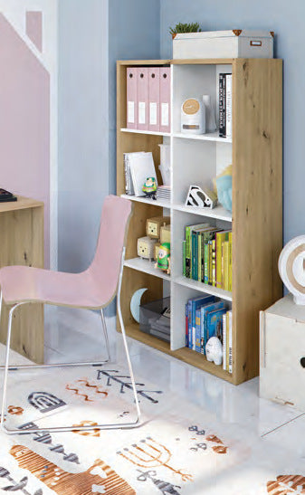 Libreria Cubi rovere nodi e bianco Artik, 71,5 × 33 × 137 cm, foto catalogo Eurogross
