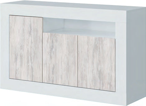 Credenza 3 ante rovere nodi e bianco Artik, finitura rovere nodi e bianco Artik, immagine Eurogross