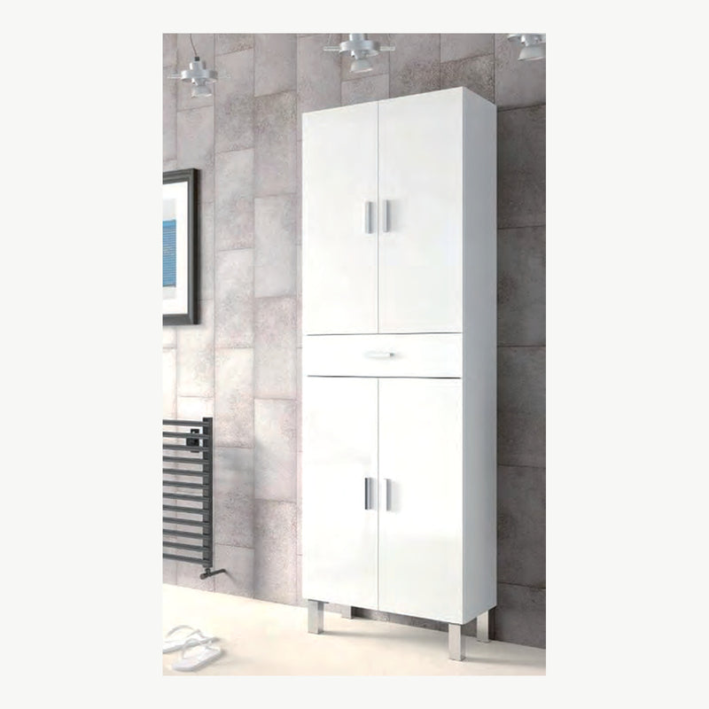 Colonna bagno 4 ante e 1 cassetto bianco lucido 182 cm, 60 × 29 × 182 cm - foto reale da Eurogross