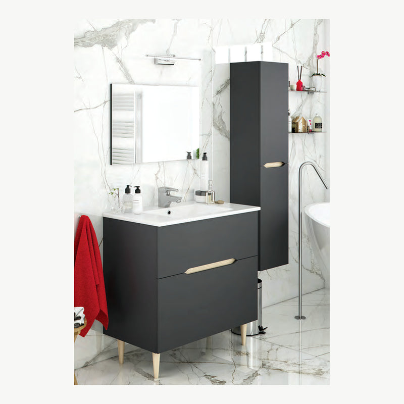 Mobile bagno Lotto 80 cm rovere e antracite con lavabo - 80 × 45 × 80 cm - Rovere e grigio antracite