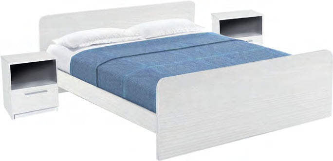 Letto singolo Derby con comodino bianco Alpes - modello illustrativo Eurogross