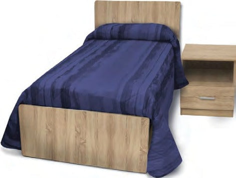 Letto singolo Derby con comodino rovere nordico - modello illustrativo Eurogross