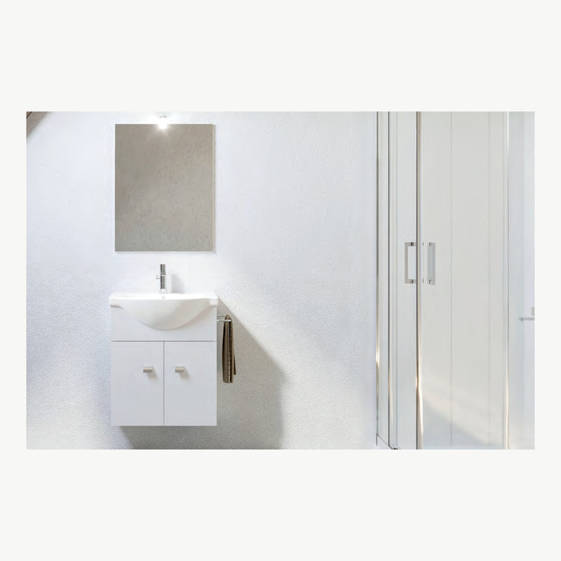 Mobile bagno Emma 57 cm bianco lucido con lavabo e specchio LED | Eurogross codice MK-EMMA57/BL