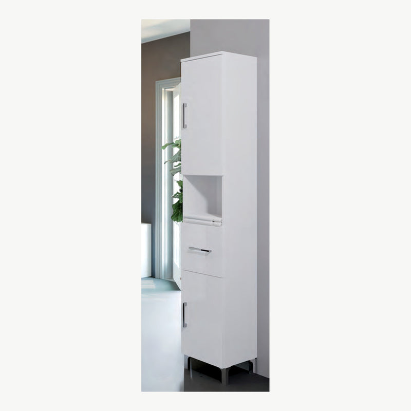 Colonna bagno Venere bianco lucido due ante e cassetto — foto originale Eurogross, Bianco lucido
