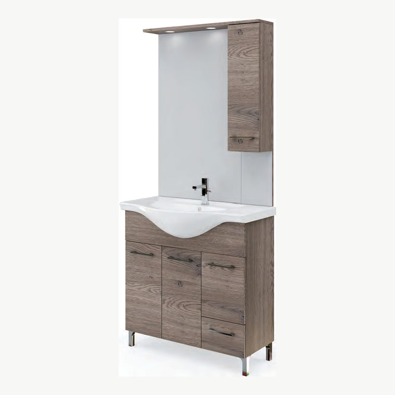 Mobile bagno Venere 106 cm noce americano con lavabo e specchiera LED | Eurogross codice MK-VENERE105/NA