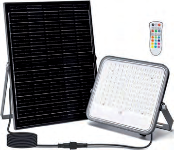Proiettore LED solare RGB con pannello e telecomando